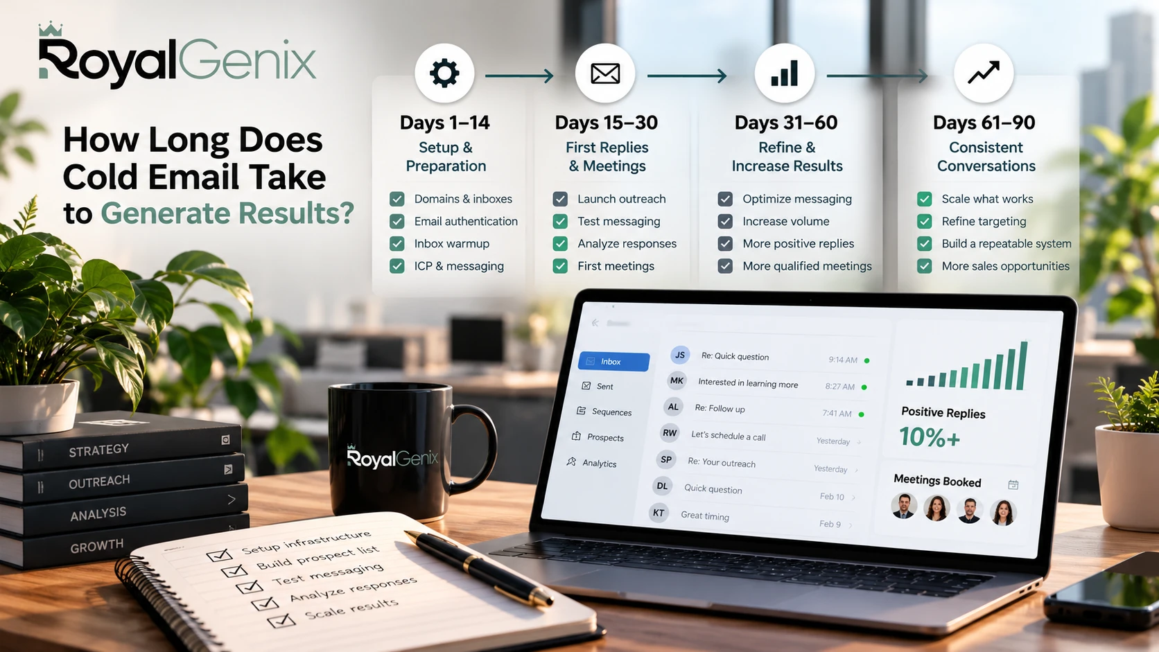Cold email results timeline from preparation to consistent conversations